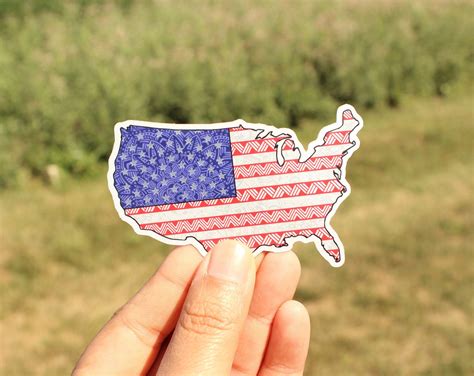 America Flag Sticker US Decal USA Map US Flag American | Etsy