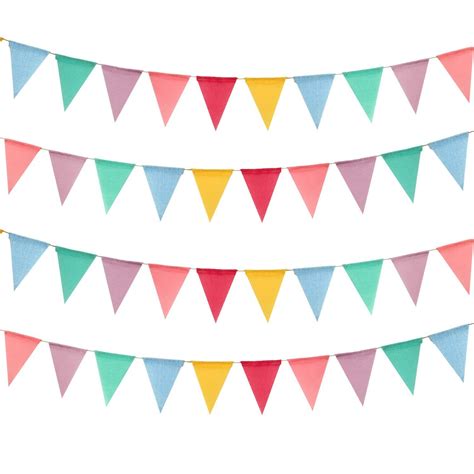 £8.99 Keriber 32.8 Feet 40 Pieces Flags Imitated Burlap Bunting Banner Multicolor Triangle Flags ...