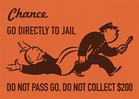 Chance Card Vintage Monopoly Go Directly To Jail Mixed Media by Design Turnpike