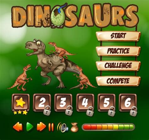 Game template with dinosaur theme 433403 Vector Art at Vecteezy