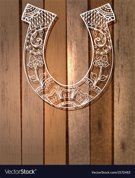 Horseshoe with floral ornament lucky symbol Vector Image