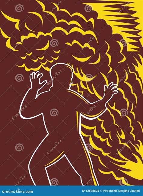 Man Scared Burning Fire Smoke Stock Vector - Illustration of inferno ...