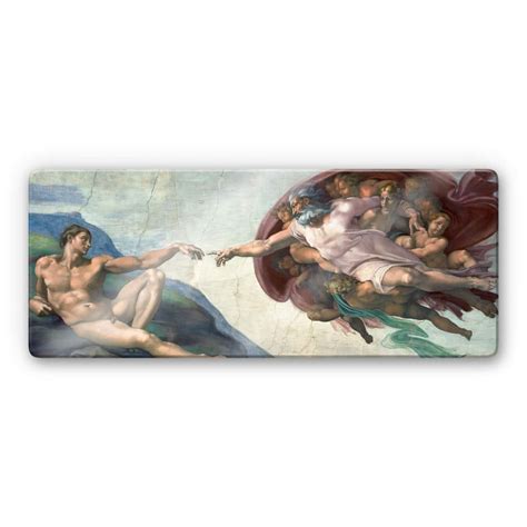 Michelangelo - The creation of Adam Glass art | wall-art.com