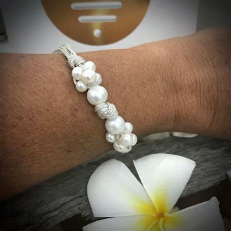 Cultured Freshwater Pearl Multi Strand Pearl Silk Bracelet