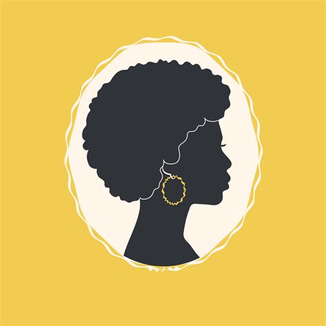 Portrait beautiful Afro woman. Silhouette of African girl in profile ...