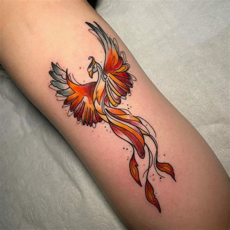 Red Phoenix Bird Tattoo