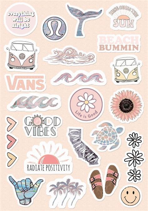 various stickers are arranged on a pink background with the words ...