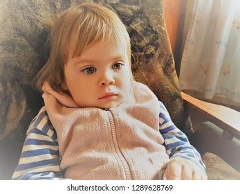 Little Girl Sitting Sad Armchair Stock Photo 1289628769 | Shutterstock