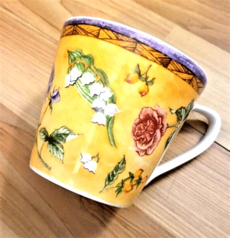 Tuscany Rose by 222 Fifth Coffee Latte Cup Pink & Purple Roses & Lily ...