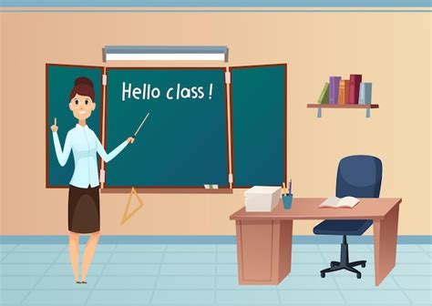 Premium Vector | Back to school. teacher pointing to blackboard.