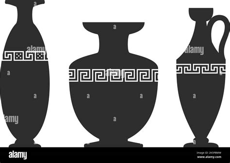 Vase silhouettes set. Various antique ceramic vases. Ancient greek jars and amphorae silhouettes ...