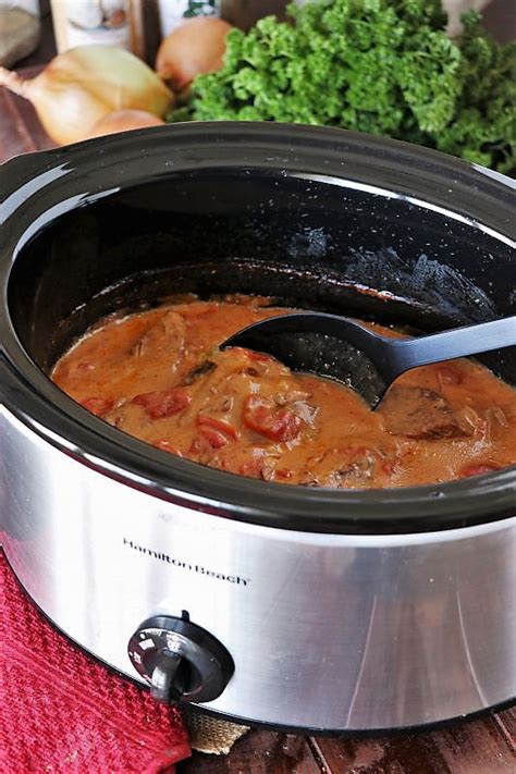 Creamy Crock Pot Round Steak | The Kitchen is My Playground