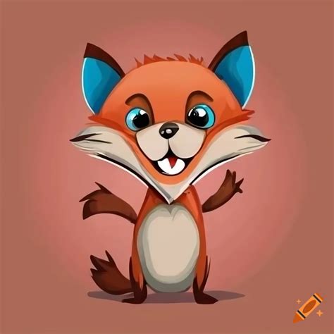 Cartoon illustration of a cute red fox on Craiyon