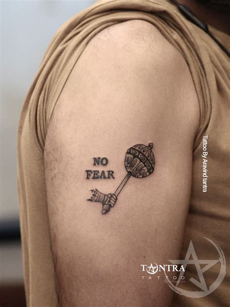 No fear tattoo design in 2023 | Fear tattoo, Hand tattoos for guys, Hanuman tattoo