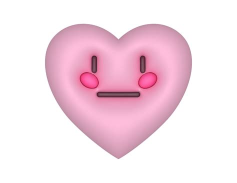 3d Pink Cute Heart Emoji With No Feeling 28115394 PNG