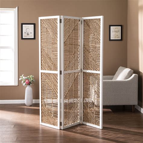 SEI Quony Eclectic Woven Room Divider/Screen in White and natural finish - Walmart.com