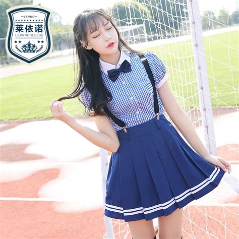 Brand LEHNO New Blue Girls Japanese School Uniforms Paid Fashion Students Clothes Cotton Summer ...