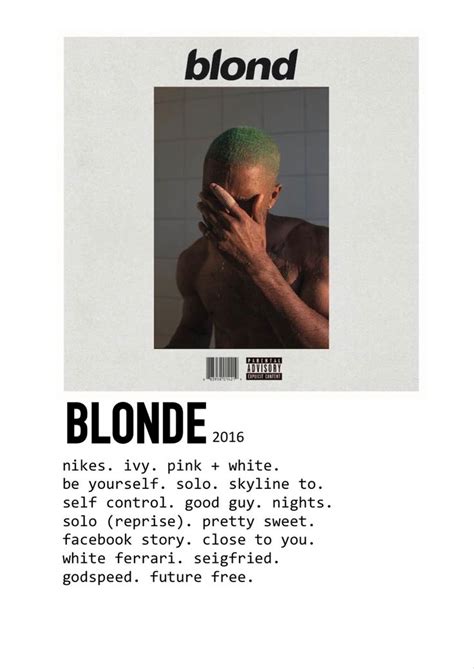 blonde minimalist aesthetic album poster in 2020 | Frank ocean blonde album, Frank ocean album ...