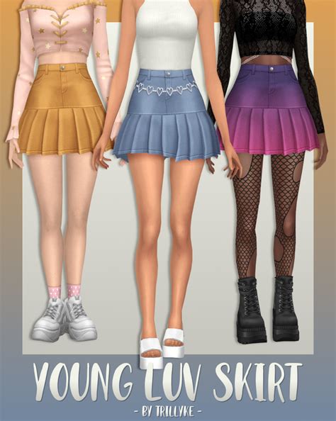 Young Luv Skirt | Trillyke in 2023 | Sims 4 clothing, Sims 4 mods clothes, Skirts