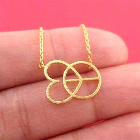 Love and Peace Heart Shaped Peace Sign Outline Pendant Necklace – DOTOLY