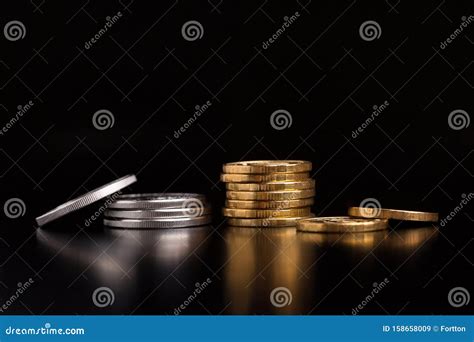 A Stack of Silver and Gold Coins Stock Image - Image of business ...