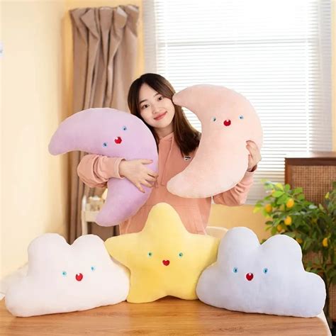 Cute Cartoon Cloud Moon Star Plush Toys Kawaii Sky Clouds Doll Pillow ...