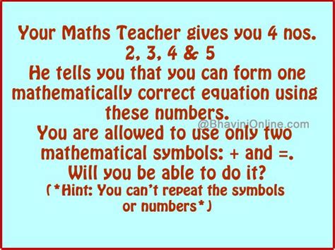 Fun Math Riddles: Find Correct Equation with the Numbers 2, 3, 4 & 5 | Math riddles, Fun math, Math