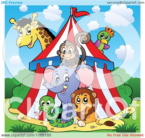 Clipart Circus Animals In A Big Top Tent - Royalty Free Vector ...