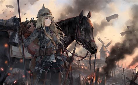 Blonde Warrior on Battlefield - Anime HD Wallpaper by NEKO♨