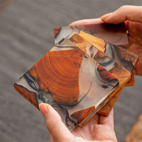 Wood Epoxy Resin Coasters Set | Drink Coasters | Wooden Coasters - Avocrafts