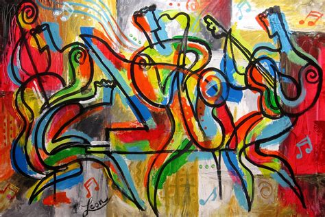 Modern Jazz Klezmer Music Abstract Art , Wall Art , Fine Art , Acrylic Painting MADE-TO-ORDER ...