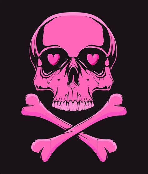 calavera rosa con huesos. Ilustración para estampado de camisetas ...