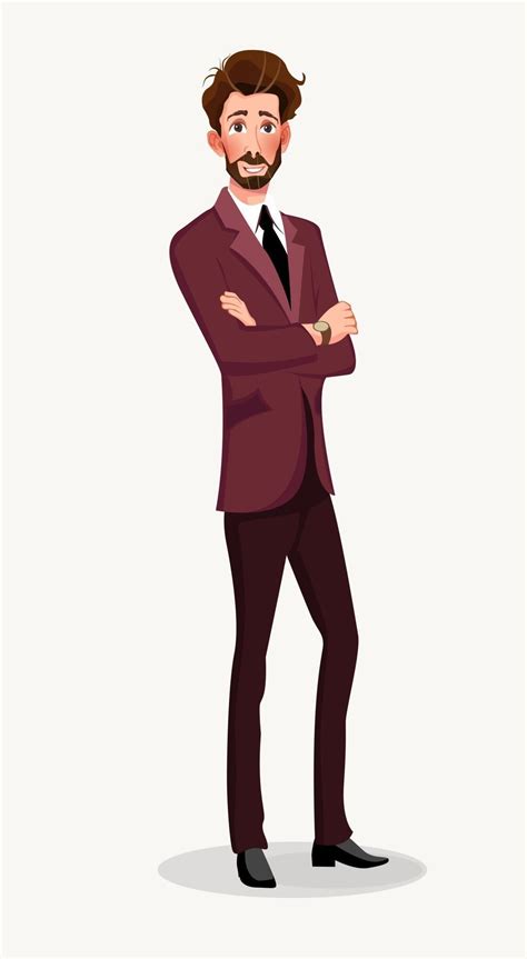 Man in business suit Elegant young cartoon businessman Guy in costume Vector illustration ...