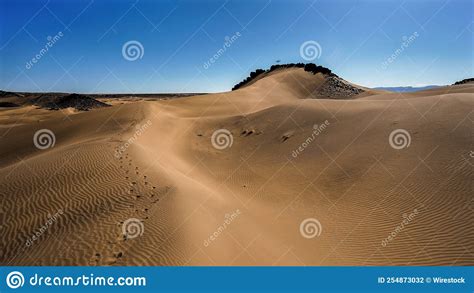 Beautiful Desert Landscape with Footprints on the Sand Stock Photo - Image of travel, natural ...