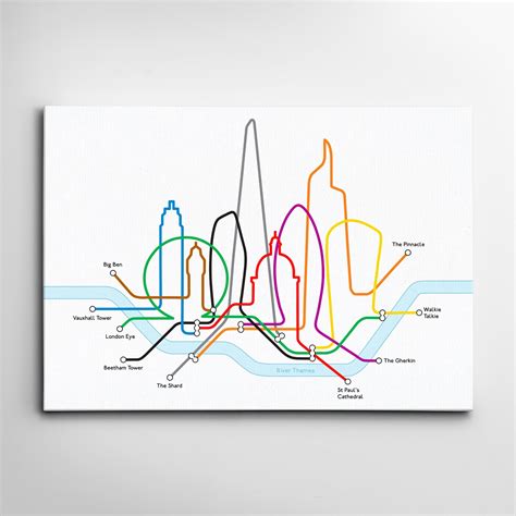 CANVAS ART London Underground Map Illustration City Modern - Etsy