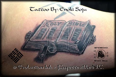 Bible Tattoo by Enoki Soju by enokisoju on deviantART | Bible tattoos, Open book tattoo, Book ...