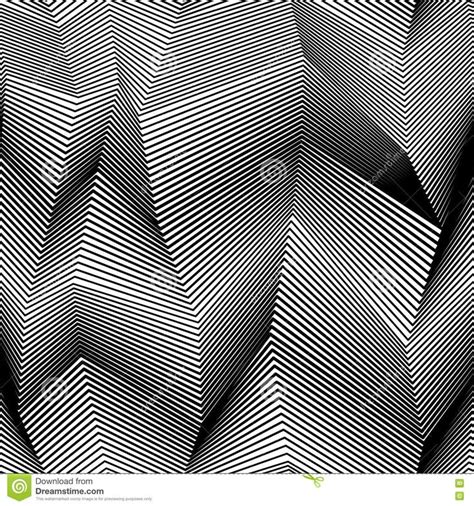 Abstract Vector Seamless Moire Pattern With Zigzag Lines. Monochrome Graphic Black And White ...