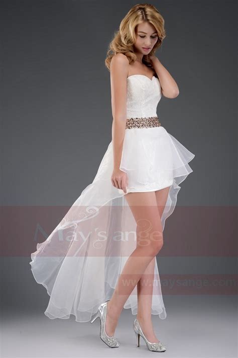 Asymetric White Sexy Dress With Golden Belt For Cocktail Party | Free ...