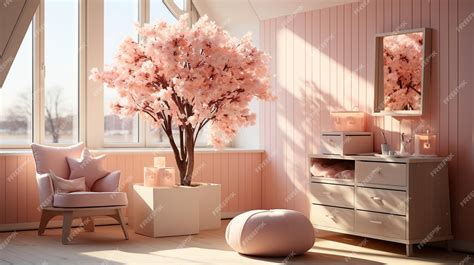 Premium AI Image | pink room HD wallpaper photographic image