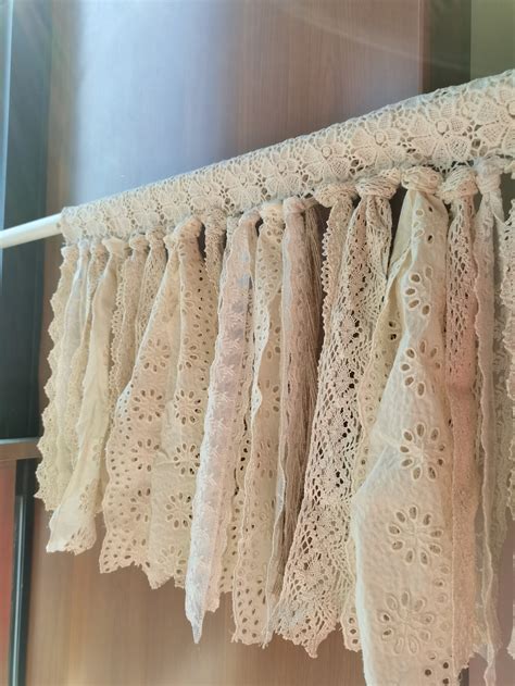 Romantic Kitchen Valance Burlap Ivory Lace Decor Kitchen - Etsy