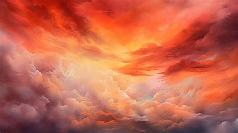 A painting of a sunset with a red sky and clouds | Premium AI-generated ...