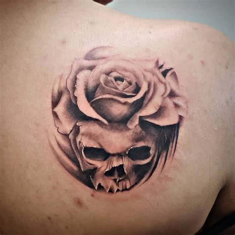 Black Rose Skull Tattoo