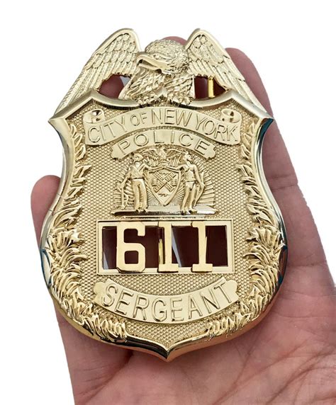 NYPD New York Police Sergeant Badge Replica Movie Props With No.611 – Coin Souvenir