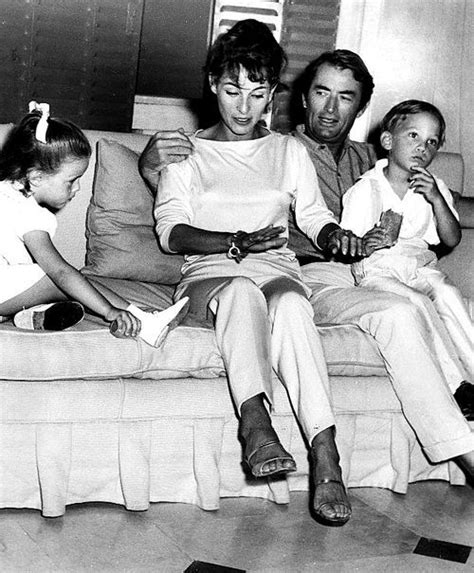 Gregory Peck with his daughter Cecilia (1958) and his son Anthony (1956 ...