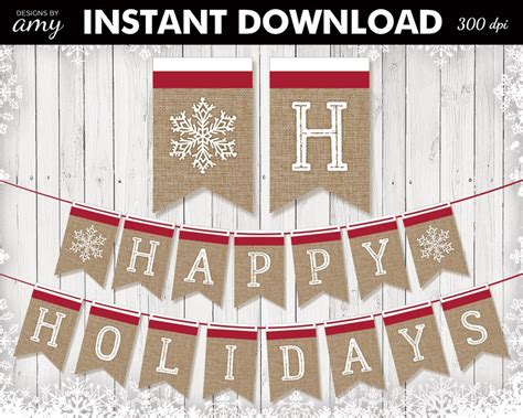 Printable Happy Holidays Banner Burlap Christmas Banner - Etsy