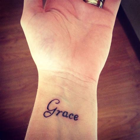 Grace wrist tattoo. Thinking about it in white with a different script ...