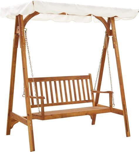 Irfora Garden Swing Bench with Canopy Wooden Outdoor Swing Bench 167 x ...