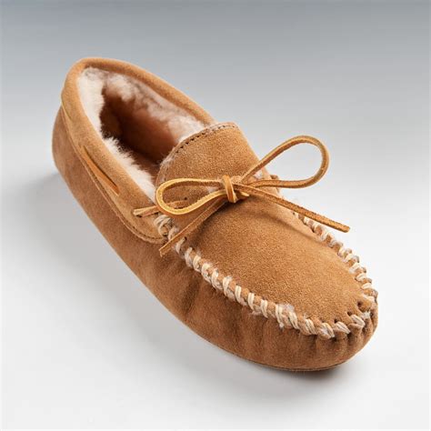 Minnetonka Mens Sheepskin Soft Sole Moccasin | www.hayneedle.com | Moccasins mens, Mens moccasin ...