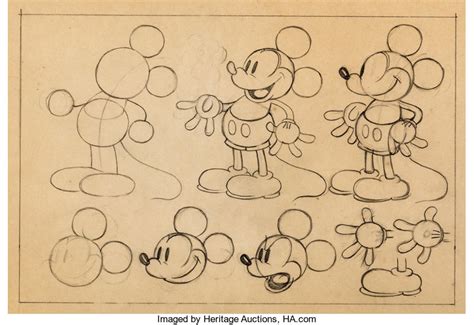 Mickey Mouse Animator's Practice Model Sheet Original Art (Walt | Lot ...