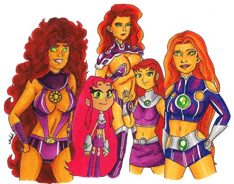 The many faces of Starfire by Izzybellau on DeviantArt